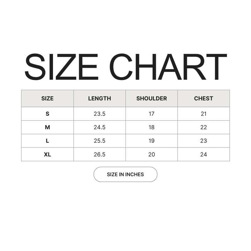 Size chart for 