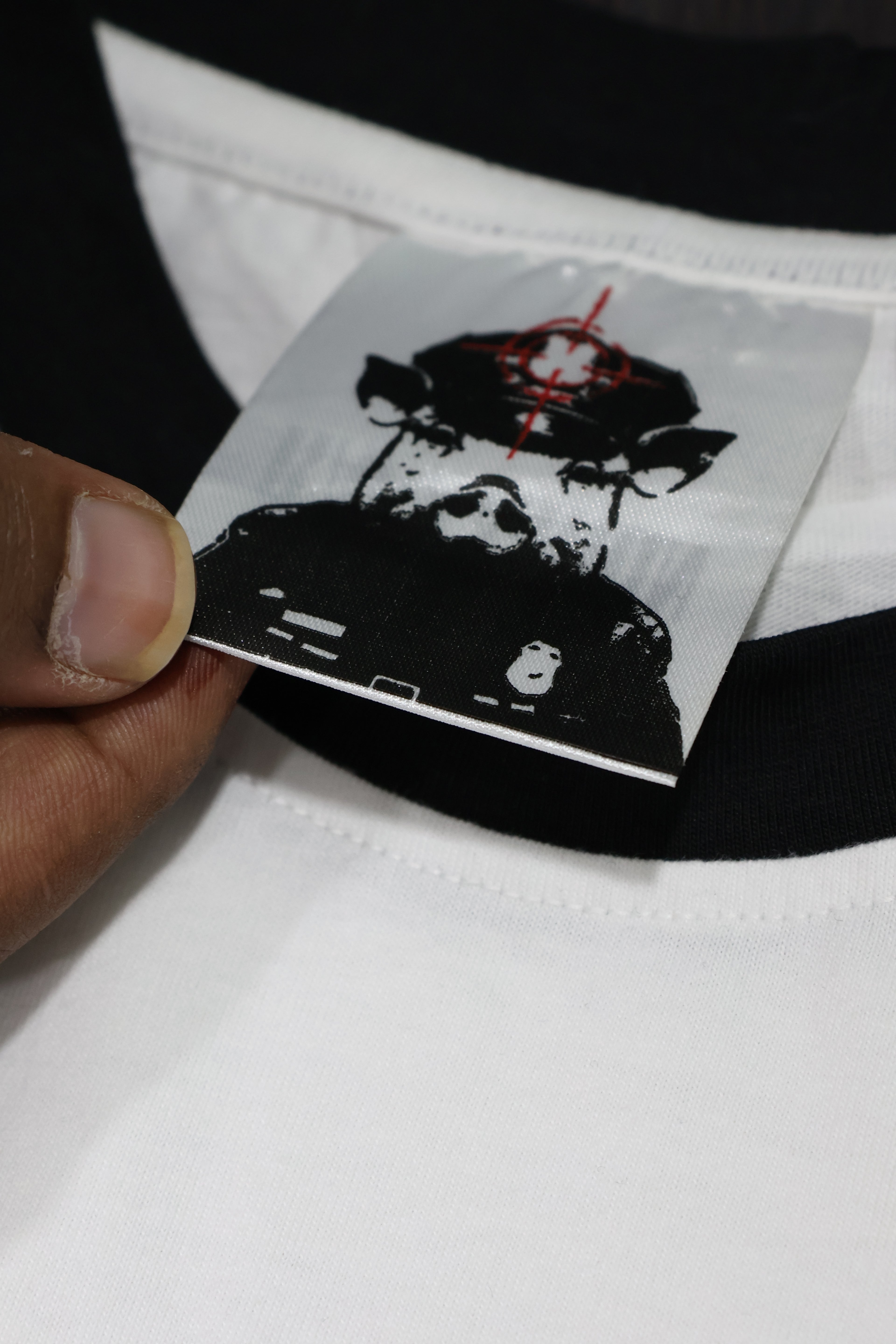 "All Bite No Bark" Graphic Ringer Tee