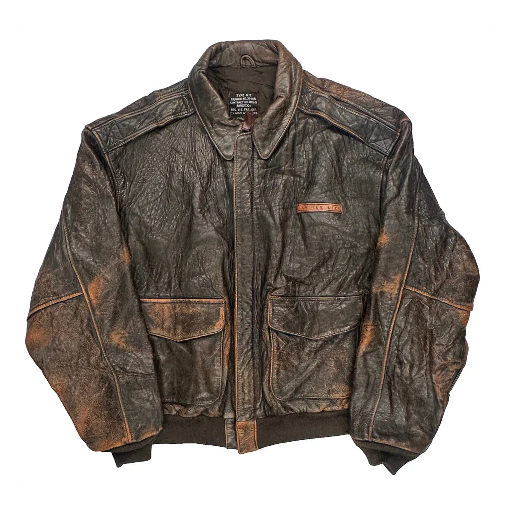 70S Glenn Miller'S Aaf Band Avirex Leather Jacket - Large Brown Leather